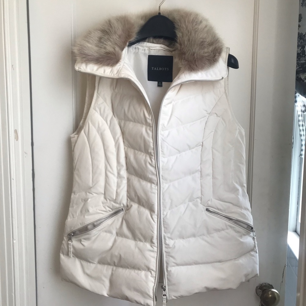 Talbots Down Fur-Collar Puffer Vest